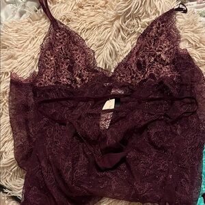 Elegant Lace Burgundy Lingerie Set